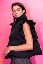 Load image into Gallery viewer, Black Ruffle Sleeve Down Vest
