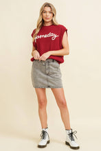 Load image into Gallery viewer, Burgundy Gameday Embroidered Sleeveless Sweater
