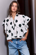 Load image into Gallery viewer, Polka Dot Ruffle Sleeves Print Top
