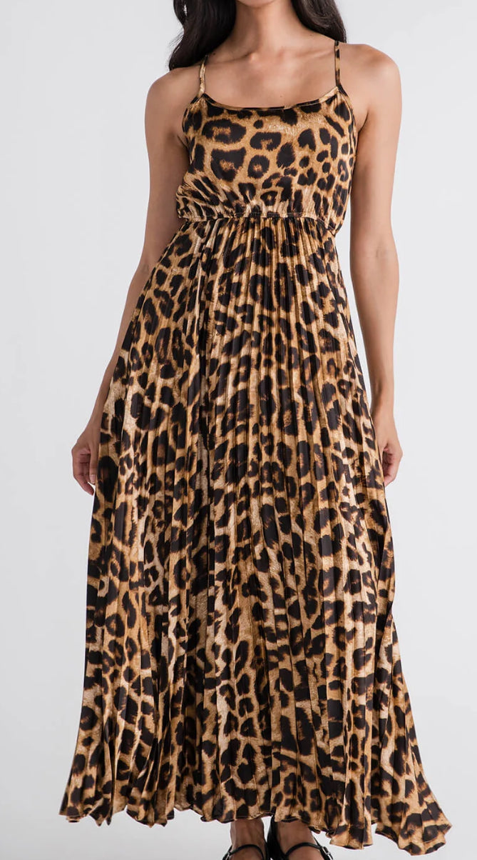 Cheetah Girl Pleated Midi Dress