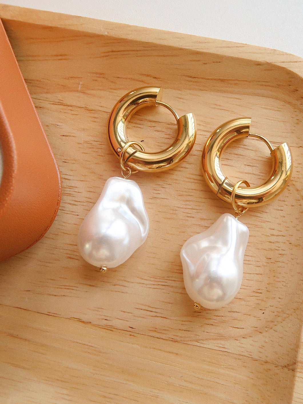 Gold Statement Large Pearl Earring: Yellow Gold