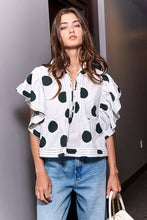 Load image into Gallery viewer, Polka Dot Ruffle Sleeves Print Top
