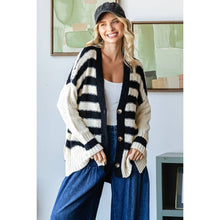 Load image into Gallery viewer, Stripe Mix Oversize Cardigan: Red Combo
