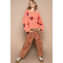 Load image into Gallery viewer, Heart For You Tangerine Solid Sweater
