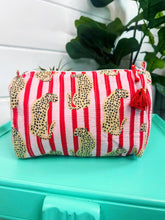 Load image into Gallery viewer, Jaguar Red and Pink Cosmetics Bag | Quilted Makeup Bags | Toiletry Bag  |
