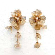 Load image into Gallery viewer, Waterfall Statement Gold Flower Drop Earrings
