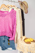 Load image into Gallery viewer, Pink Oversized Tunic Hole Knit Sweater Top
