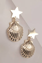 Load image into Gallery viewer, Beach Puka Seashell Drop Earrings Gold
