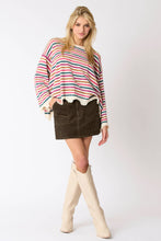 Load image into Gallery viewer, Dusty Pink Multi Color Stripe Loose Fit Sweater
