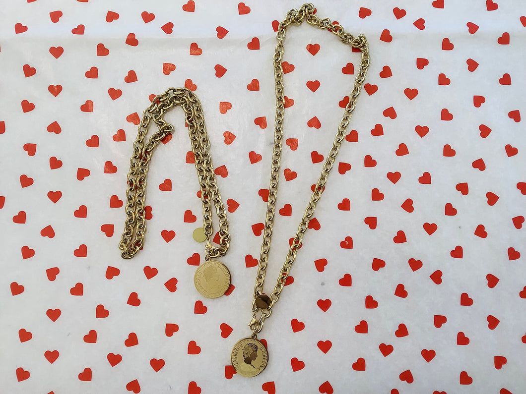 Gold Link Coin Necklace