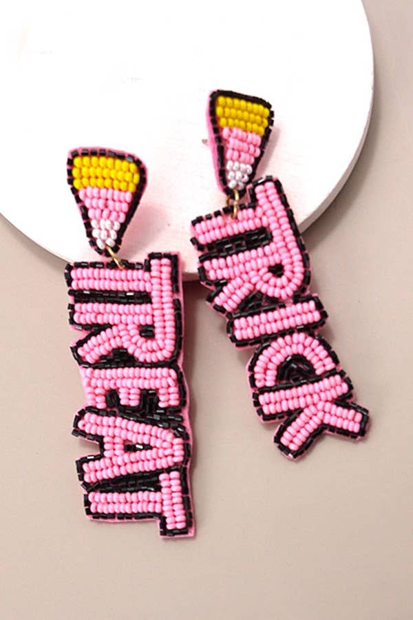 Trick or Treat Pink Beaded Earrings