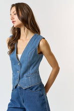 Load image into Gallery viewer, These Are The Days Denim Button Down Vest Top- Medium Wash
