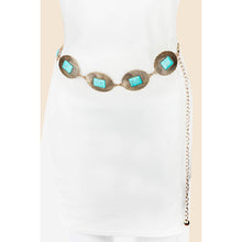 Load image into Gallery viewer, Western Turquoise Concho Oval Disc Chain Belt
