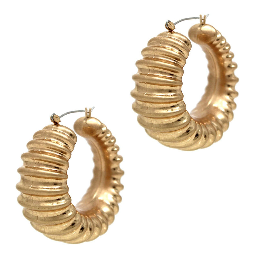 Bold In Pleats Gold Hoop Earrings