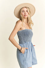 Load image into Gallery viewer, Summer Nights Denim Smocked Romper
