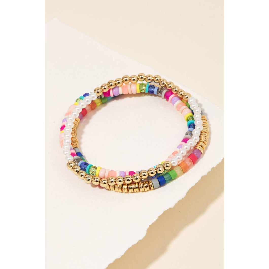 Over The Rainbow Assorted Beaded Layered Bracelet Set