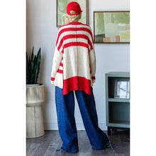 Load image into Gallery viewer, Stripe Mix Oversize Cardigan: Red Combo
