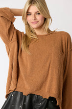 Load image into Gallery viewer, Sure Thing Brown Raw Edge Loose Fit Sweater
