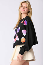 Load image into Gallery viewer, Halloween Candy Corn Embroidery Cropped Sweatshirt
