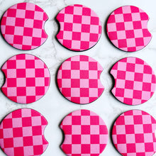 Load image into Gallery viewer, Pink Checkerboard Car Coasters
