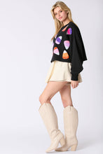 Load image into Gallery viewer, Halloween Candy Corn Embroidery Cropped Sweatshirt
