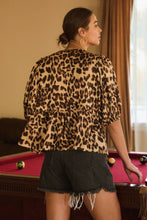 Load image into Gallery viewer, Leopard Satin Tie Blouse
