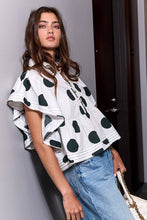 Load image into Gallery viewer, Polka Dot Ruffle Sleeves Print Top
