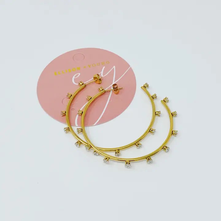 Slim & Jeweled Hoop Earring