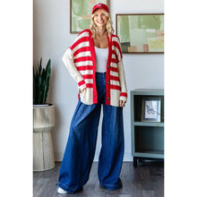 Load image into Gallery viewer, Stripe Mix Oversize Cardigan: Red Combo
