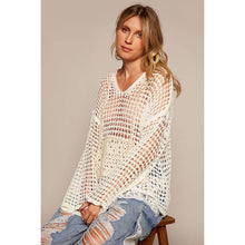 Load image into Gallery viewer, Stop and Stare Natural Crochet Hoodie Top
