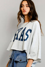 Load image into Gallery viewer, Texas&#39; Graphic Oversized Cropped Top Grey Navy
