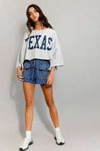 Load image into Gallery viewer, Texas&#39; Graphic Oversized Cropped Top Grey Navy
