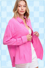 Load image into Gallery viewer, Candy Pink Soft Washed Gauze Button Down Top
