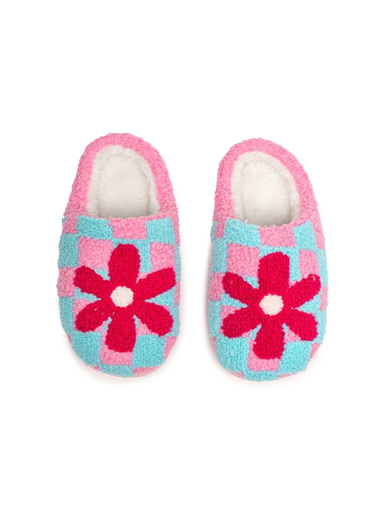 Kids Checker w/Red Flower Slippers