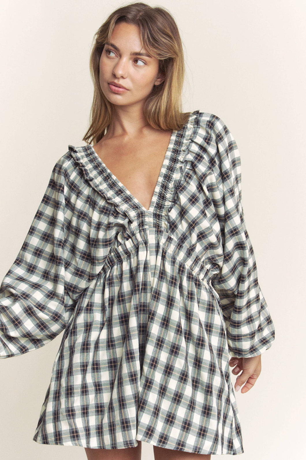 Searching For Love Plaid Black Romper