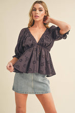 Load image into Gallery viewer, Sweet As Can Be Black Eyelet Embroidered Top
