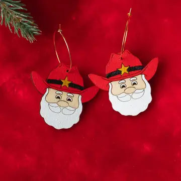 Cowboy Santa Hoop Earrings