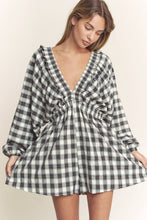 Load image into Gallery viewer, Searching For Love Plaid Black Romper
