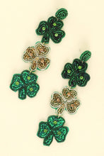 Load image into Gallery viewer, St. Patrick&#39;s Shamrock Beaded Earrings
