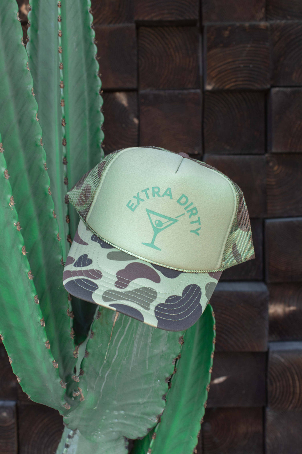 Extra Dirty Martini Trucker Hat: Camo/Olive