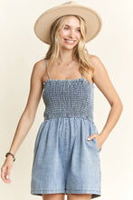 Load image into Gallery viewer, Summer Nights Denim Smocked Romper
