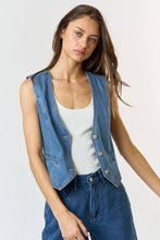 Load image into Gallery viewer, These Are The Days Denim Button Down Vest Top- Medium Wash
