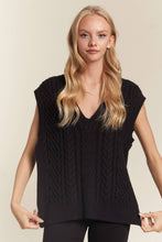 Load image into Gallery viewer, Black V-neck Sleeveless Openside Sweater Vest
