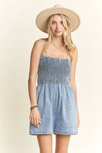 Load image into Gallery viewer, Summer Nights Denim Smocked Romper
