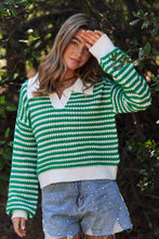 Load image into Gallery viewer, Green Striped Collared Top
