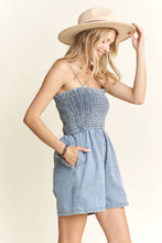 Load image into Gallery viewer, Summer Nights Denim Smocked Romper
