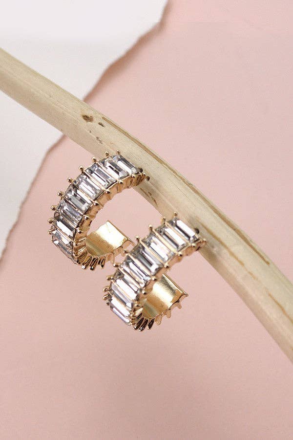 Baguette Rhinestone Hoop Earring