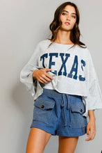 Load image into Gallery viewer, Texas&#39; Graphic Oversized Cropped Top Grey Navy
