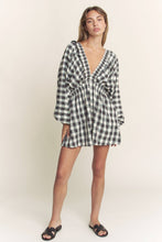 Load image into Gallery viewer, Searching For Love Plaid Black Romper
