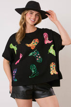 Load image into Gallery viewer, Kick Up your Cowboy Boots Sequin Top
